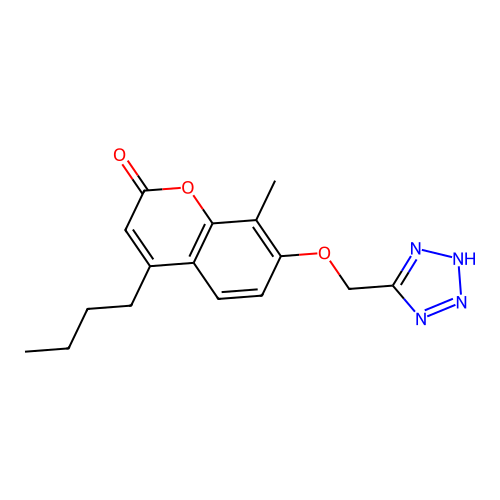 4-butyl-8-methyl-7-(2H-tetrazol-5-ylmethoxy)chromen-2-one structure