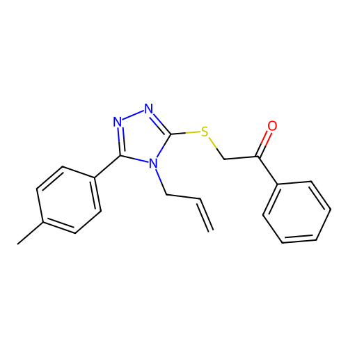 2-((4-allyl-5-(p-tolyl)-4H-1,2,4-triazol-3-yl)thio)-1-phenylethanone structure