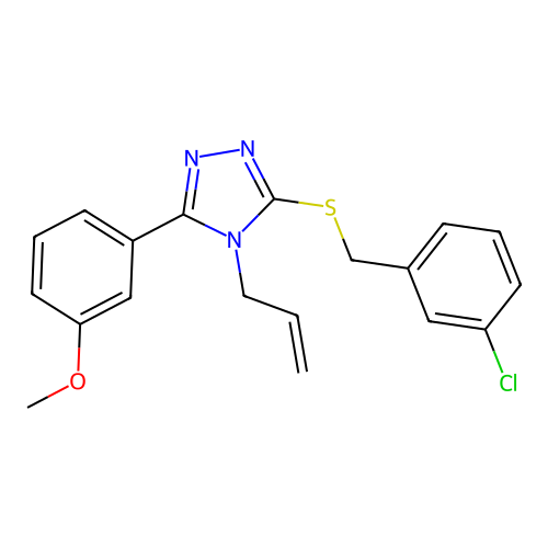 4-allyl-3-((3-chlorobenzyl)thio)-5-(3-methoxyphenyl)-4H-1,2,4-triazole structure