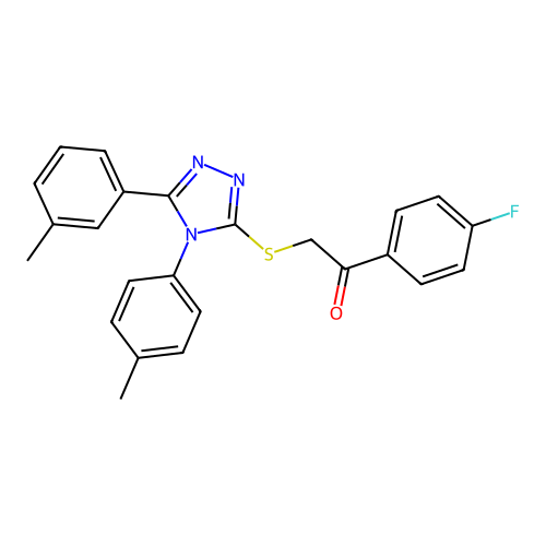 1-(4-fluorophenyl)-2-[[5-(3-methylphenyl)-4-(4-methylphenyl)-1,2,4-triazol-3-yl]sulfanyl]ethanone structure