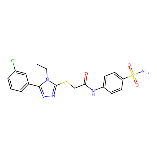 2-{[5-(3-chlorophenyl)-4-ethyl-4H-1,2,4-triazol-3-yl]sulfanyl}-N-(4-sulfamoylphenyl)acetamide structure