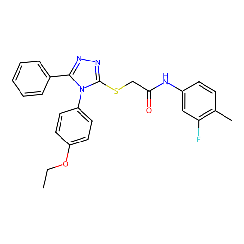 2-{[4-(4-ethoxyphenyl)-5-phenyl-4H-1,2,4-triazol-3-yl]sulfanyl}-N-(3-fluoro-4-methylphenyl)acetamide structure