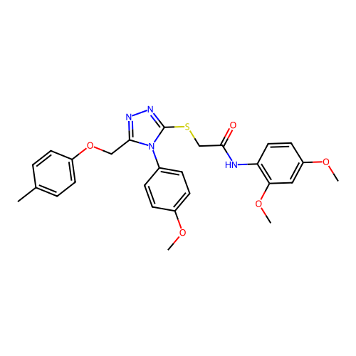 N-(2,4-dimethoxyphenyl)-2-((4-(4-methoxyphenyl)-5-((p-tolyloxy)methyl)-4H-1,2,4-triazol-3-yl)thio)acetamide structure