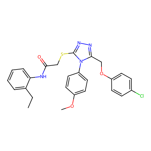 2-((5-((4-chlorophenoxy)methyl)-4-(4-methoxyphenyl)-4H-1,2,4-triazol-3-yl)thio)-N-(2-ethylphenyl)acetamide structure