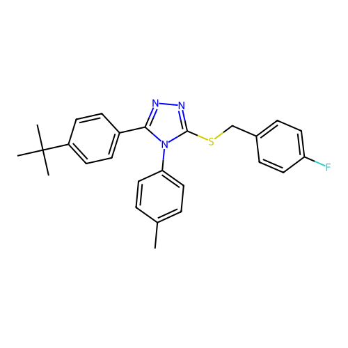 3-(4-(tert-butyl)phenyl)-5-((4-fluorobenzyl)thio)-4-(p-tolyl)-4H-1,2,4-triazole structure