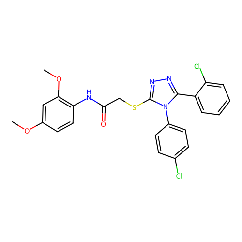 2-{[5-(2-chlorophenyl)-4-(4-chlorophenyl)-4H-1,2,4-triazol-3-yl]sulfanyl}-N-(2,4-dimethoxyphenyl)acetamide structure