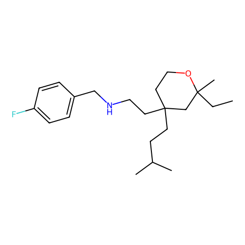 2-[2-ethyl-2-methyl-4-(3-methylbutyl)oxan-4-yl]-N-[(4-fluorophenyl)methyl]ethanamine structure
