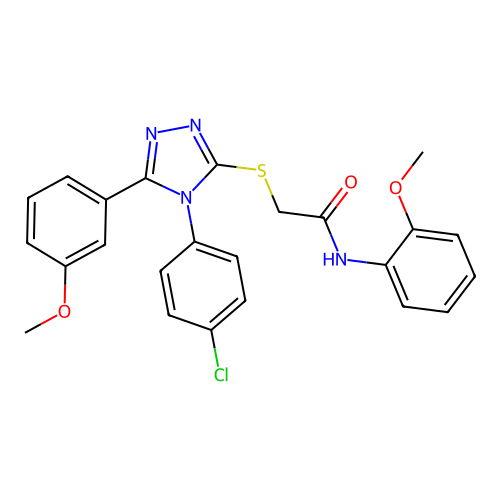 2-{[4-(4-chlorophenyl)-5-(3-methoxyphenyl)-4H-1,2,4-triazol-3-yl]sulfanyl}-N-(2-methoxyphenyl)acetamide structure