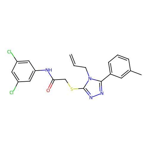 N-(3,5-dichlorophenyl)-2-[[5-(3-methylphenyl)-4-prop-2-enyl-1,2,4-triazol-3-yl]sulfanyl]acetamide structure