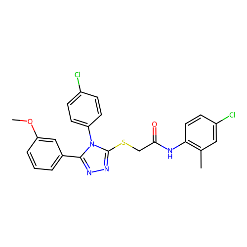N-(4-chloro-2-methylphenyl)-2-{[4-(4-chlorophenyl)-5-(3-methoxyphenyl)-4H-1,2,4-triazol-3-yl]sulfanyl}acetamide structure