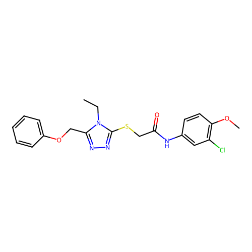 N-(3-chloro-4-methoxyphenyl)-2-{[4-ethyl-5-(phenoxymethyl)-4H-1,2,4-triazol-3-yl]sulfanyl}acetamide structure
