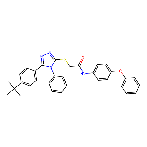 2-{[5-(4-tert-butylphenyl)-4-phenyl-4H-1,2,4-triazol-3-yl]sulfanyl}-N-(4-phenoxyphenyl)acetamide structure