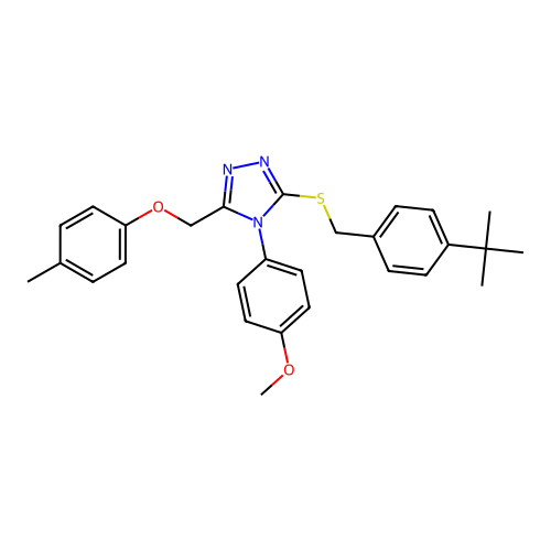 1-[(5-{[4-(tert-butyl)phenyl]methylthio}-4-(4-methoxyphenyl)(1,2,4-triazol-3-y l))methoxy]-4-methylbenzene structure