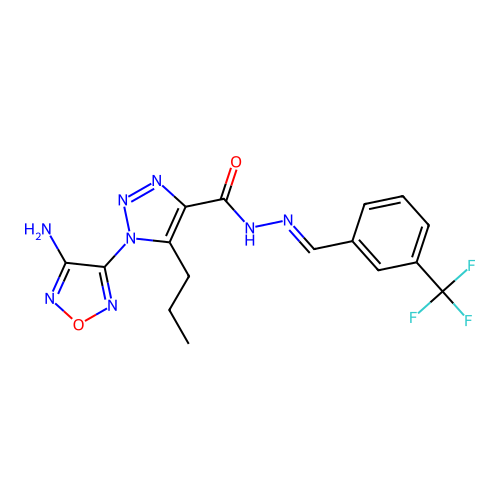 (E)-1-(4-amino-1,2,5-oxadiazol-3-yl)-5-propyl-N'-(3-(trifluoromethyl)benzylidene)-1H-1,2,3-triazole-4-carbohydrazide structure