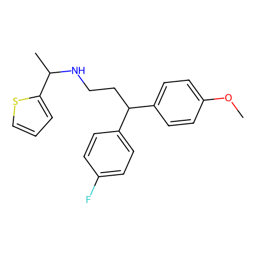 3-(4-methoxyphenyl)-N-[1-(2-thienyl)ethyl]-3-(4-fluorophenyl)-1-propanamine structure