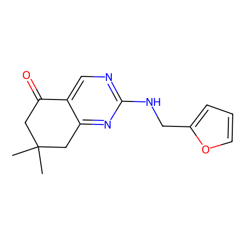 2-[(2-Furylmethyl)amino]-7,7-dimethyl-6,7,8-trihydroquinazolin-5-one structure