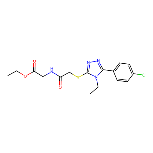 ethyl 2-(2-((5-(4-chlorophenyl)-4-ethyl-4H-1,2,4-triazol-3-yl)thio)acetamido)acetate structure
