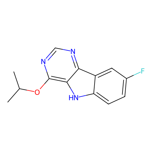 8-fluoro-4-(propan-2-yloxy)-5H-pyrimido[5,4-b]indole structure
