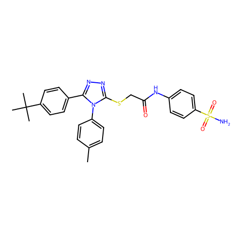 2-((5-(4-(tert-butyl)phenyl)-4-(p-tolyl)-4H-1,2,4-triazol-3-yl)thio)-N-(4-sulfamoylphenyl)acetamide structure