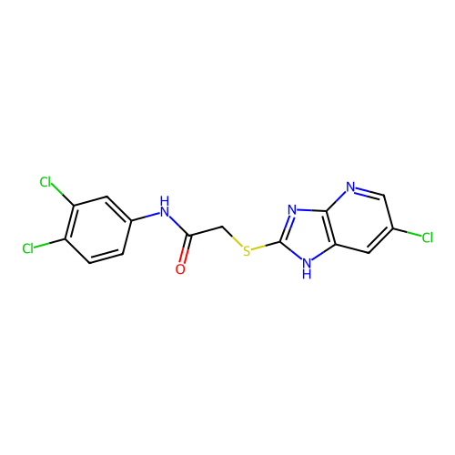 2-[(6-chloro-1H-imidazo[4,5-b]pyridin-2-yl)sulfanyl]-N-(3,4-dichlorophenyl)acetamide structure