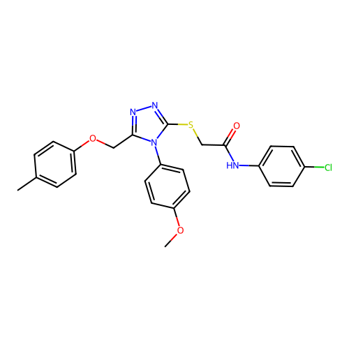 N-(4-chlorophenyl)-2-((4-(4-methoxyphenyl)-5-((p-tolyloxy)methyl)-4H-1,2,4-triazol-3-yl)thio)acetamide structure