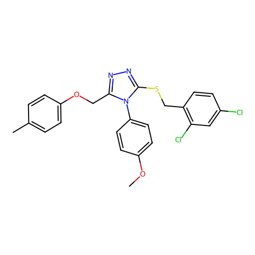 1-({5-[(2,4-dichlorophenyl)methylthio]-4-(4-methoxyphenyl)(1,2,4-triazol-3-yl) }methoxy)-4-methylbenzene structure
