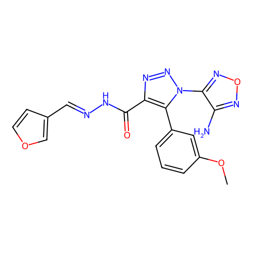 (E)-1-(4-amino-1,2,5-oxadiazol-3-yl)-N'-(furan-3-ylmethylene)-5-(3-methoxyphenyl)-1H-1,2,3-triazole-4-carbohydrazide structure