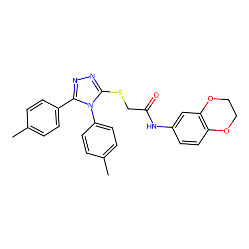 2-{[4,5-bis(4-methylphenyl)-4H-1,2,4-triazol-3-yl]sulfanyl}-N-(2,3-dihydro-1,4-benzodioxin-6-yl)acetamide structure