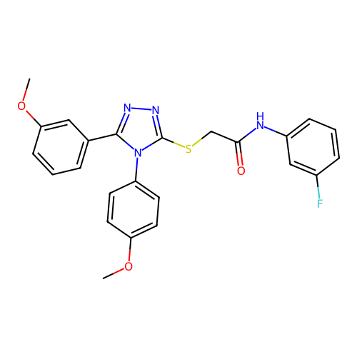N-(3-fluorophenyl)-2-{[5-(3-methoxyphenyl)-4-(4-methoxyphenyl)-4H-1,2,4-triazol-3-yl]sulfanyl}acetamide structure