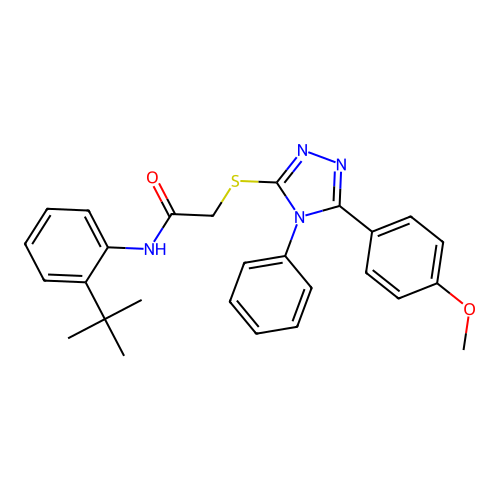 N-(2-tert-butylphenyl)-2-{[5-(4-methoxyphenyl)-4-phenyl-4H-1,2,4-triazol-3-yl]sulfanyl}acetamide structure