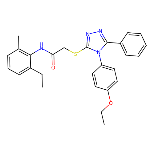 2-((4-(4-ethoxyphenyl)-5-phenyl-4H-1,2,4-triazol-3-yl)thio)-N-(2-ethyl-6-methylphenyl)acetamide structure