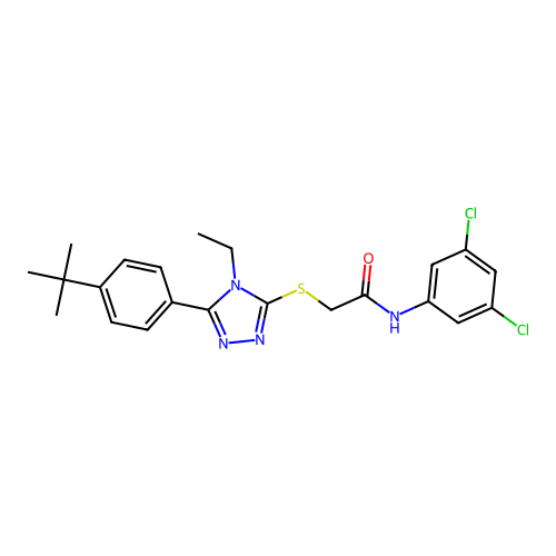 2-{[5-(4-tert-butylphenyl)-4-ethyl-4H-1,2,4-triazol-3-yl]sulfanyl}-N-(3,5-dichlorophenyl)acetamide structure