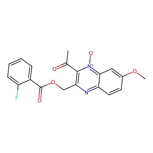 (3-Acetyl-6-methoxy-4-oxidoquinoxalin-4-ium-2-yl)methyl 2-fluorobenzoate structure