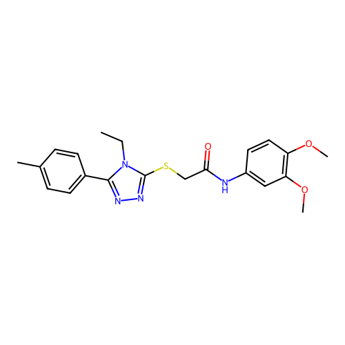 N-(3,4-dimethoxyphenyl)-2-((4-ethyl-5-(p-tolyl)-4H-1,2,4-triazol-3-yl)thio)acetamide structure