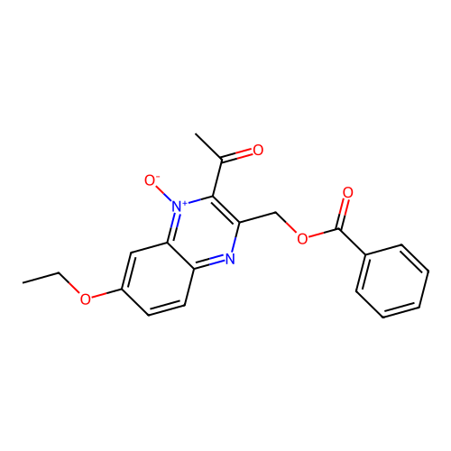 (3-Acetyl-6-ethoxy-4-oxidoquinoxalin-4-ium-2-yl)methyl benzoate structure