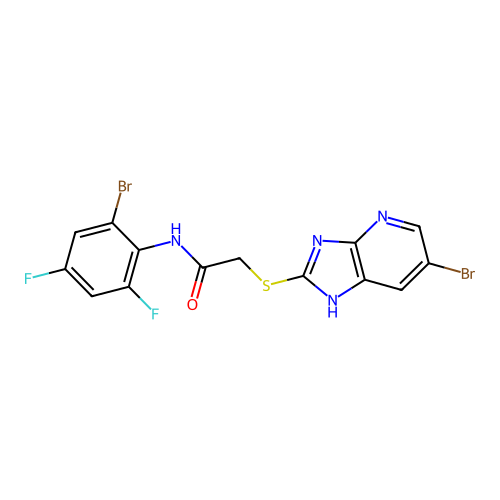 N-(2-bromo-4,6-difluorophenyl)-2-[(6-bromo-1H-imidazo[4,5-b]pyridin-2-yl)sulfanyl]acetamide structure