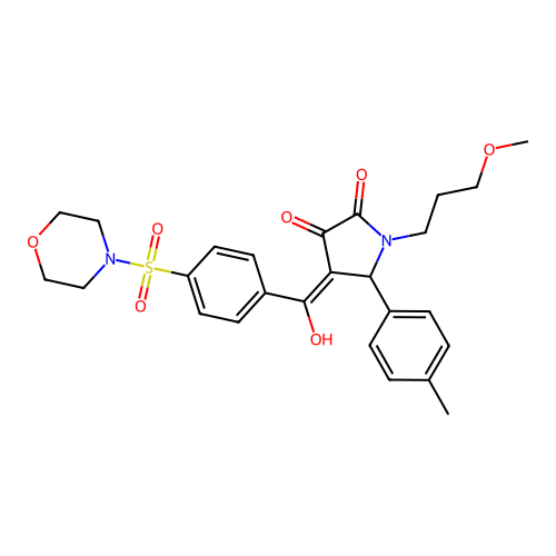 (4E)-4-[hydroxy-(4-morpholin-4-ylsulfonylphenyl)methylidene]-1-(3-methoxypropyl)-5-(4-methylphenyl)pyrrolidine-2,3-dione structure