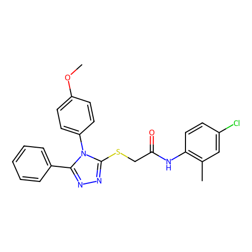 N-(4-chloro-2-methylphenyl)-2-{[4-(4-methoxyphenyl)-5-phenyl-4H-1,2,4-triazol-3-yl]sulfanyl}acetamide structure