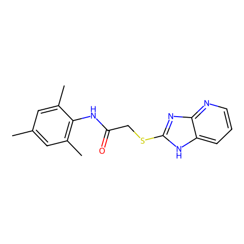 2-(1H-imidazo[4,5-b]pyridin-2-ylsulfanyl)-N-(2,4,6-trimethylphenyl)acetamide structure