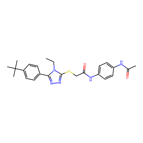 2-{[5-(4-tert-butylphenyl)-4-ethyl-4H-1,2,4-triazol-3-yl]sulfanyl}-N-(4-acetamidophenyl)acetamide structure