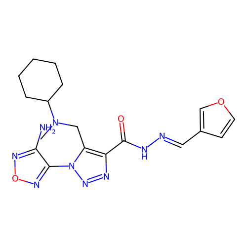 (E)-1-(4-amino-1,2,5-oxadiazol-3-yl)-5-((cyclohexyl(methyl)amino)methyl)-N'-(furan-3-ylmethylene)-1H-1,2,3-triazole-4-carbohydrazide structure