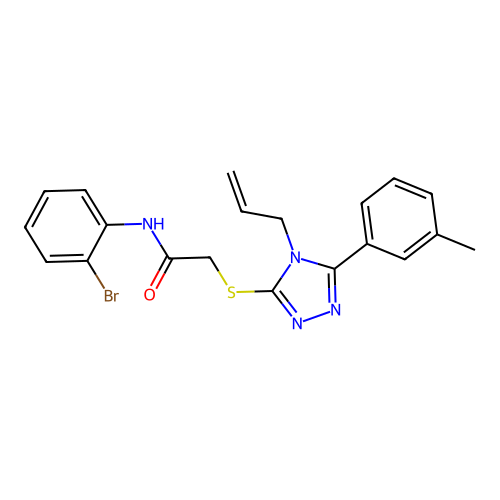 N-(2-bromophenyl)-2-[[5-(3-methylphenyl)-4-prop-2-enyl-1,2,4-triazol-3-yl]sulfanyl]acetamide structure