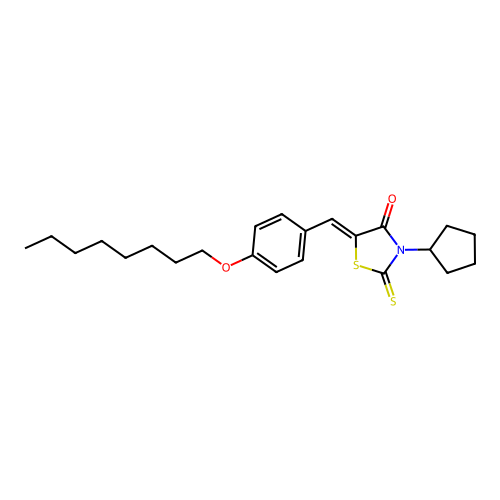 3-Cyclopentyl-5-[(4-octyloxyphenyl)methylene]-2-thioxo-1,3-thiazolidin-4-one structure