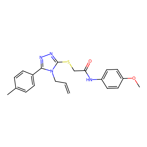 2-((4-allyl-5-(p-tolyl)-4H-1,2,4-triazol-3-yl)thio)-N-(4-methoxyphenyl)acetamide structure