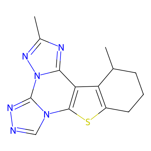 2,13-dimethyl-10,11,12,13-tetrahydro[1]benzothieno[3,2-e]bis[1,2,4]triazolo[4,3-a:1',5'-c]pyrimidine structure