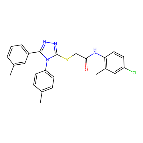 N-(4-chloro-2-methylphenyl)-2-{[5-(3-methylphenyl)-4-(4-methylphenyl)-4H-1,2,4-triazol-3-yl]sulfanyl}acetamide structure