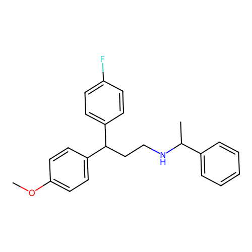 3-(4-fluorophenyl)-3-(4-methoxyphenyl)-N-(1-phenylethyl)propan-1-amine structure