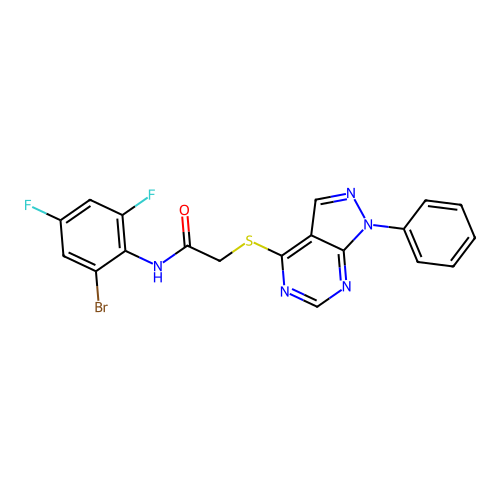 N-(2-bromo-4,6-difluorophenyl)-2-(1-phenylpyrazolo[3,4-d]pyrimidin-4-yl)sulfanylacetamide structure