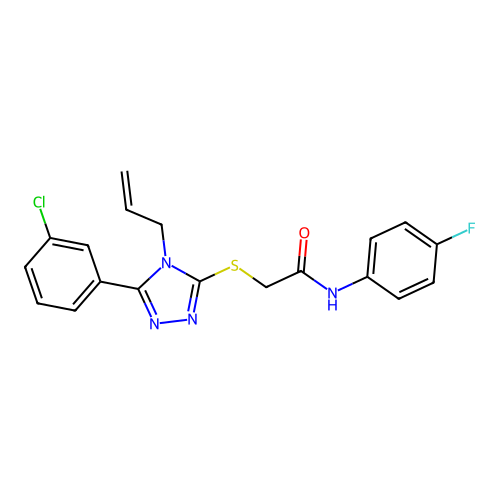 2-{[5-(3-chlorophenyl)-4-(prop-2-en-1-yl)-4H-1,2,4-triazol-3-yl]sulfanyl}-N-(4-fluorophenyl)acetamide structure