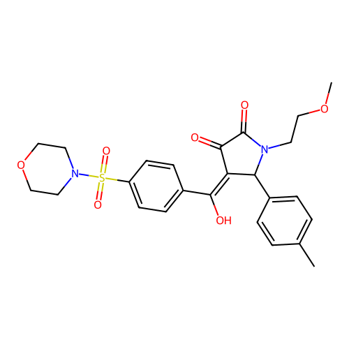 (4E)-4-[hydroxy-(4-morpholin-4-ylsulfonylphenyl)methylidene]-1-(2-methoxyethyl)-5-(4-methylphenyl)pyrrolidine-2,3-dione structure